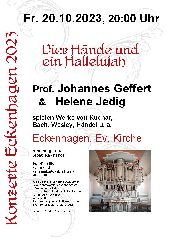 "Vier Hände und ein Hallelujah" 2023-10-20_ Orgelkonzert_Prof_Johannes_Geffert&Helene_Jedig