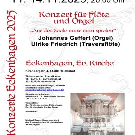 Konzerthinweis Fr, 14.11. 20 Uhr – Johannes Geffert und Ulrike Friedrich – Konzert für Flöte und Orgel